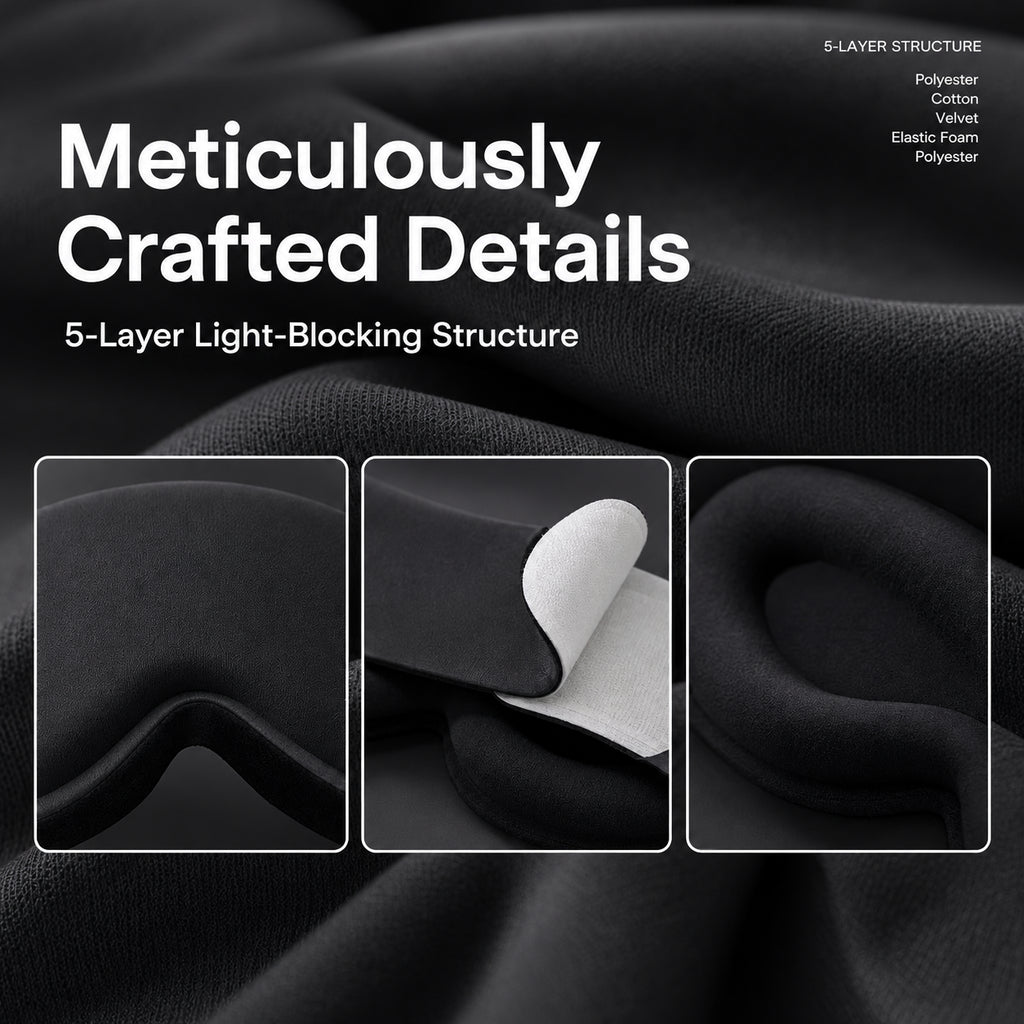 5-layer light-blocking structure of the black Nuvra sleep mask